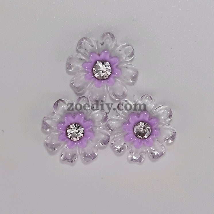 FS1054- 10MM Diamond Clear Flower Resin Nail Charms For Making Fancy Bead Or Fancy Pen