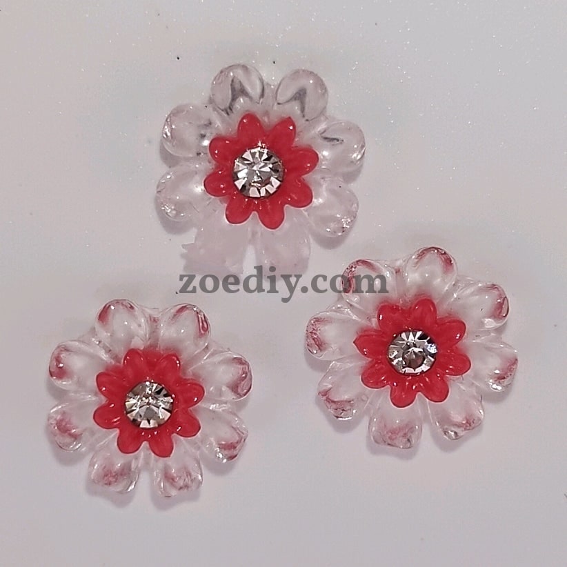 FS1054- 10MM Diamond Clear Flower Resin Nail Charms For Making Fancy Bead Or Fancy Pen