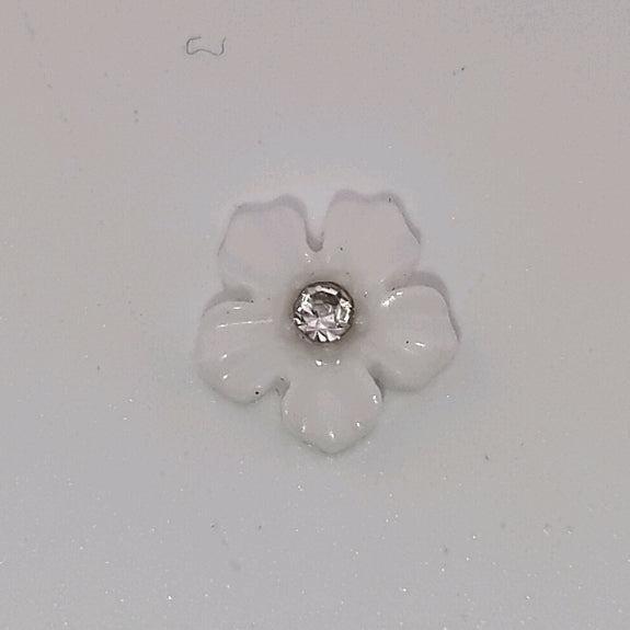 8MM  White Flower Nail Charms For Making Fancy Beads Or Fancy Pen