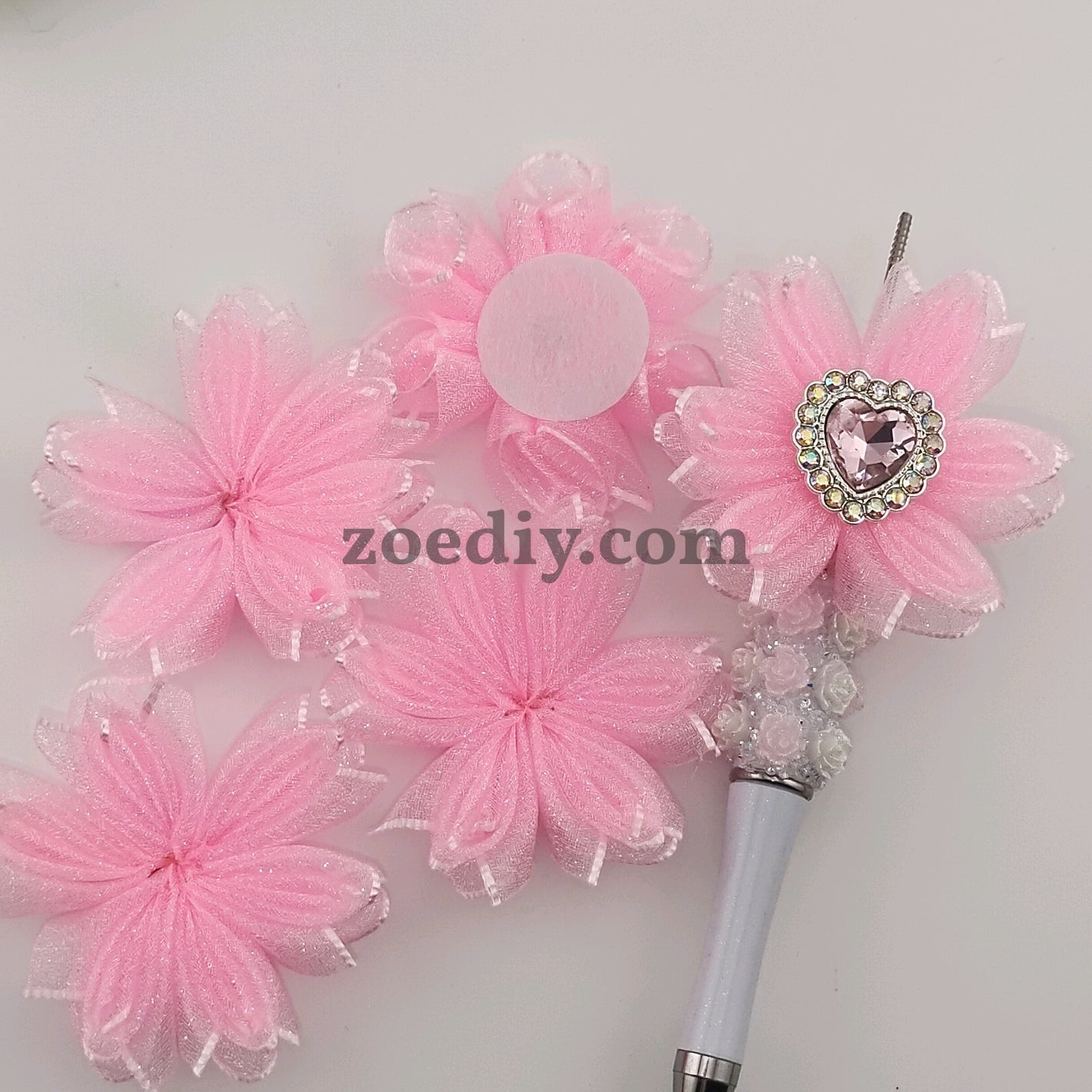 FS0999- 60MM Pink Netting Flower Accessories