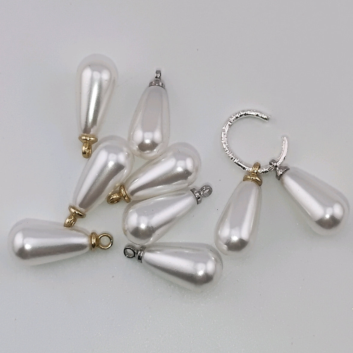 7MM Two Color Pearl Looking Acrylic Charms