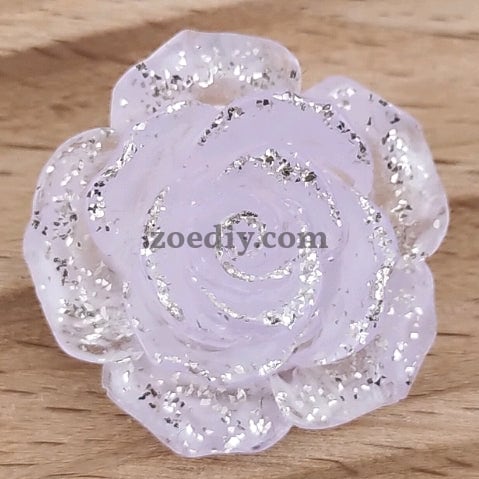 FS0059-18MM Mixed Color Fine Glitter Camellia Flower Resin Accessories For Making Fancy Beads