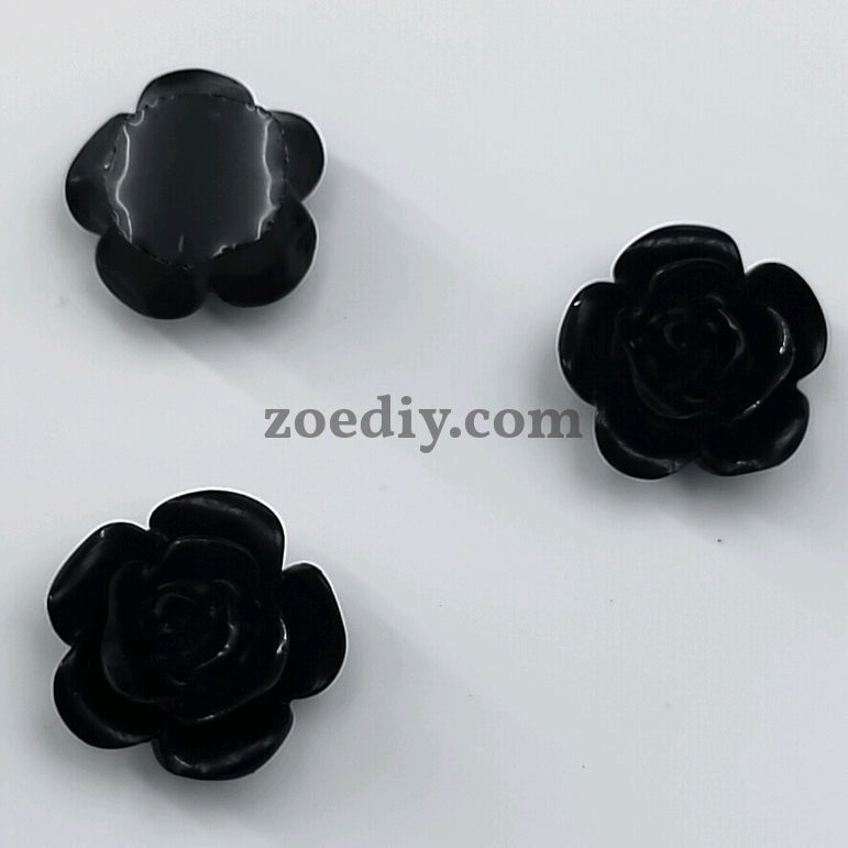 FS0922- 8mm Black Rose Charms Accessories For Making Fancy Beads