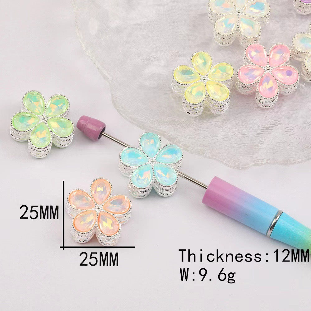 FS1642-25MM Mocha Diamond Flower Metal Beads Fit For Beadable Pen