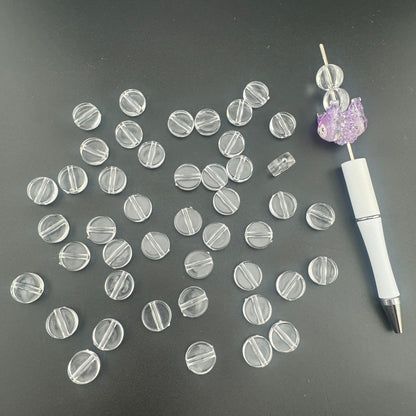 FS0659- 13Mm Clear Round Plate Based Beads - 6Mm Thick, Fit For Pen