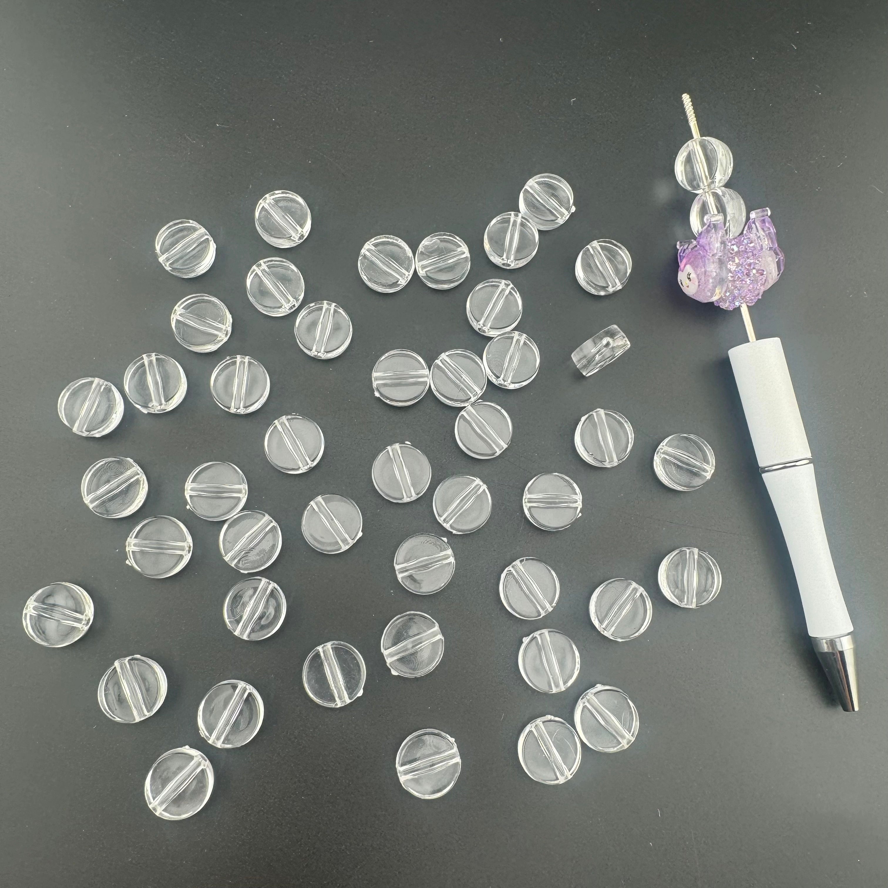 13MM Clear Round Plate Base Beads 6mm Thickness Fit For Beadable Pens