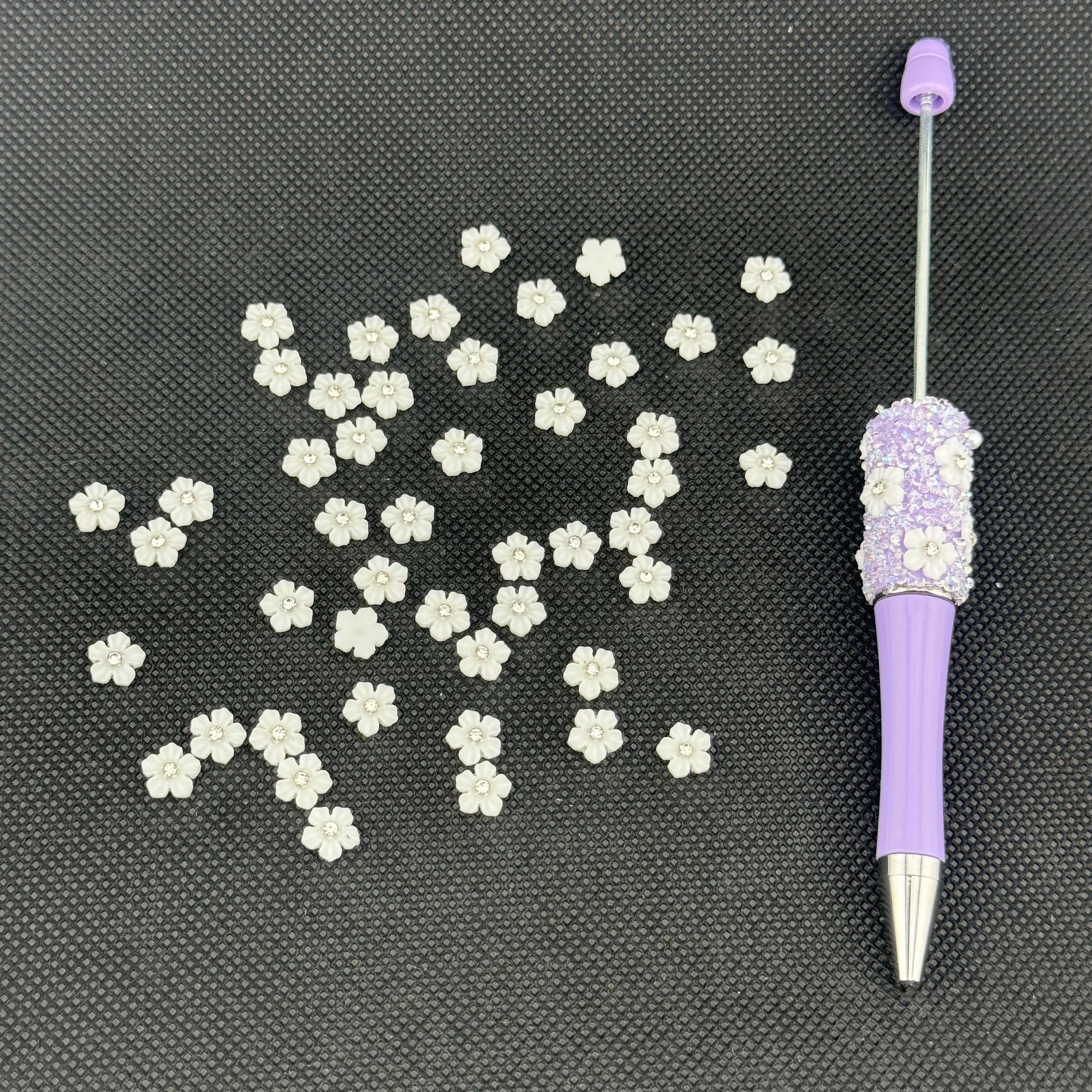 8MM  White Flower Nail Charms For Making Fancy Beads Or Fancy Pen