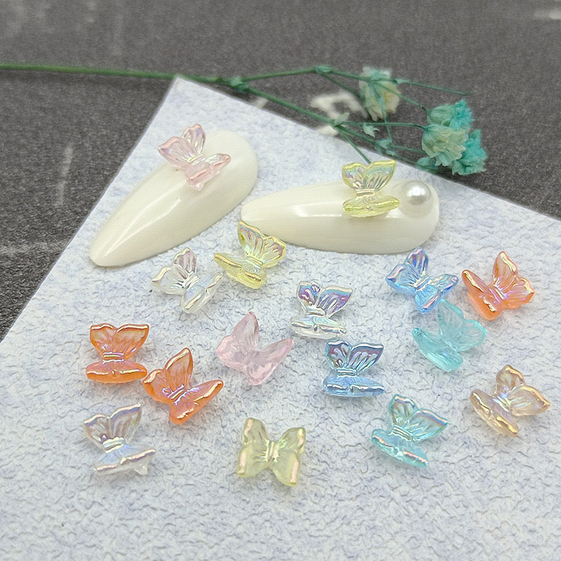 6.5mm*6.5mm  Mixed Color Mini Butterfly Resin Nail Charms For Making Fancy Pen Or Fancy Bead Or Nails