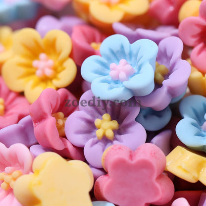 FS1021- 8MM Mixed Color Resin Flower Nail Charms For Making Fancy Beads Or Fancy Pen