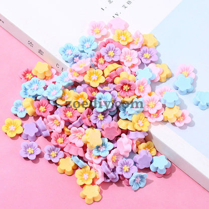 FS1021- 8MM Mixed Color Resin Flower Nail Charms For Making Fancy Beads Or Fancy Pen