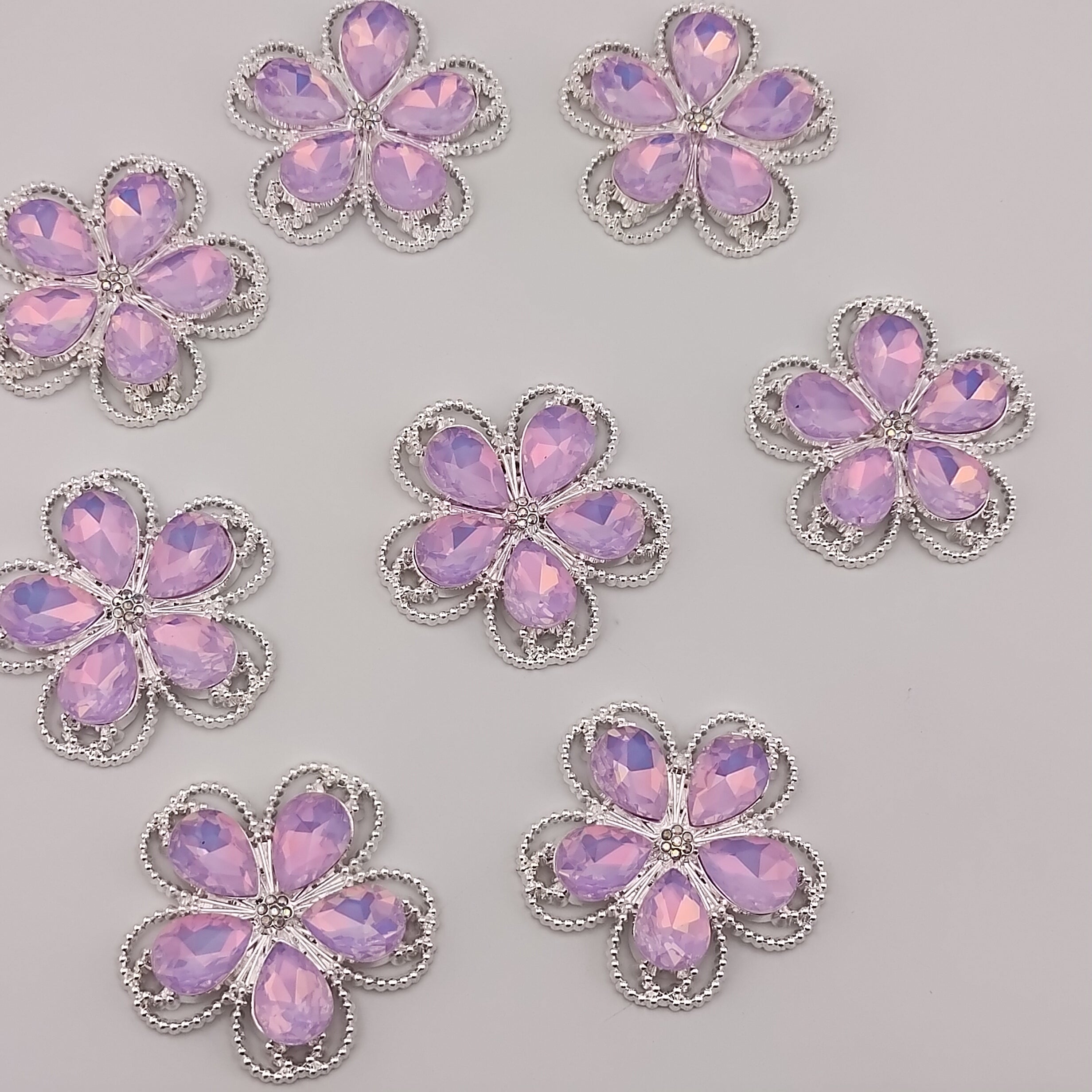 40mm*40mm Mocha Crystal Diamond Five-Petal Alloy Decorative Patch