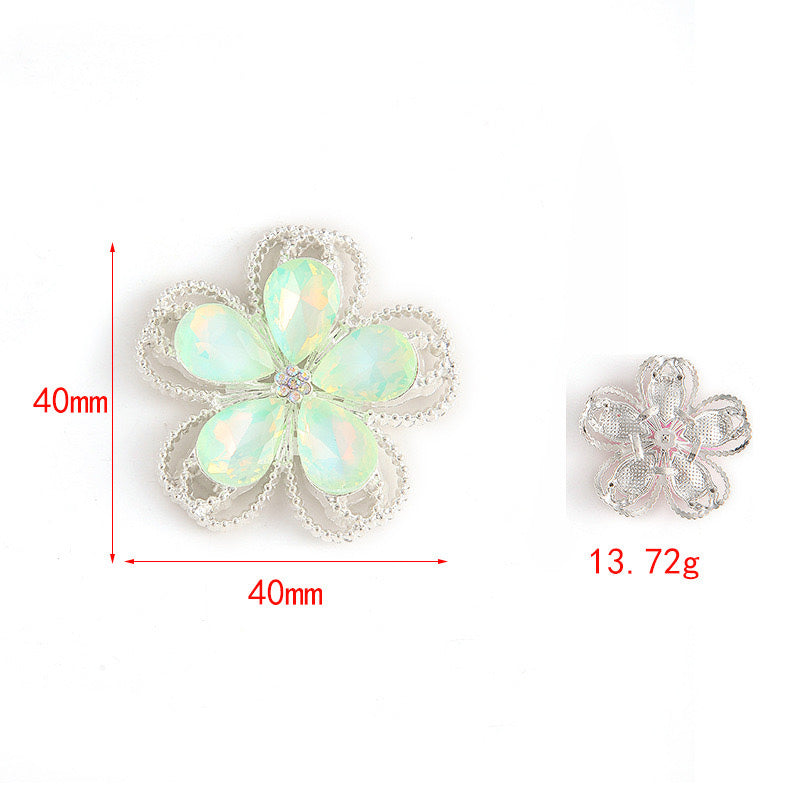 40mm*40mm Mocha Crystal Diamond Five-Petal Alloy Decorative Patch