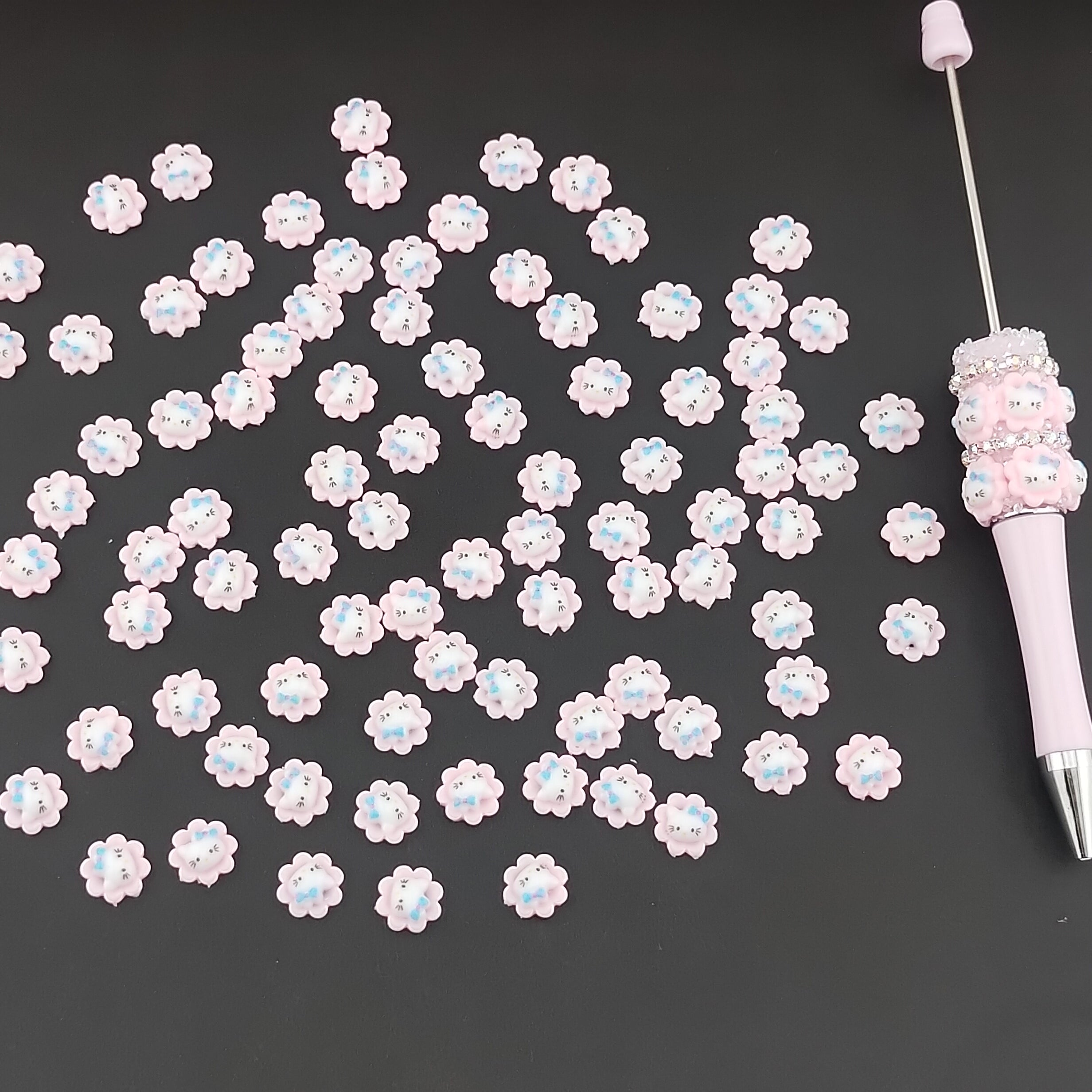 10MM Pink Flower HK Resin Nail Charms For Making Fancy Pen Or Fancy Pen Or Fancy Beads