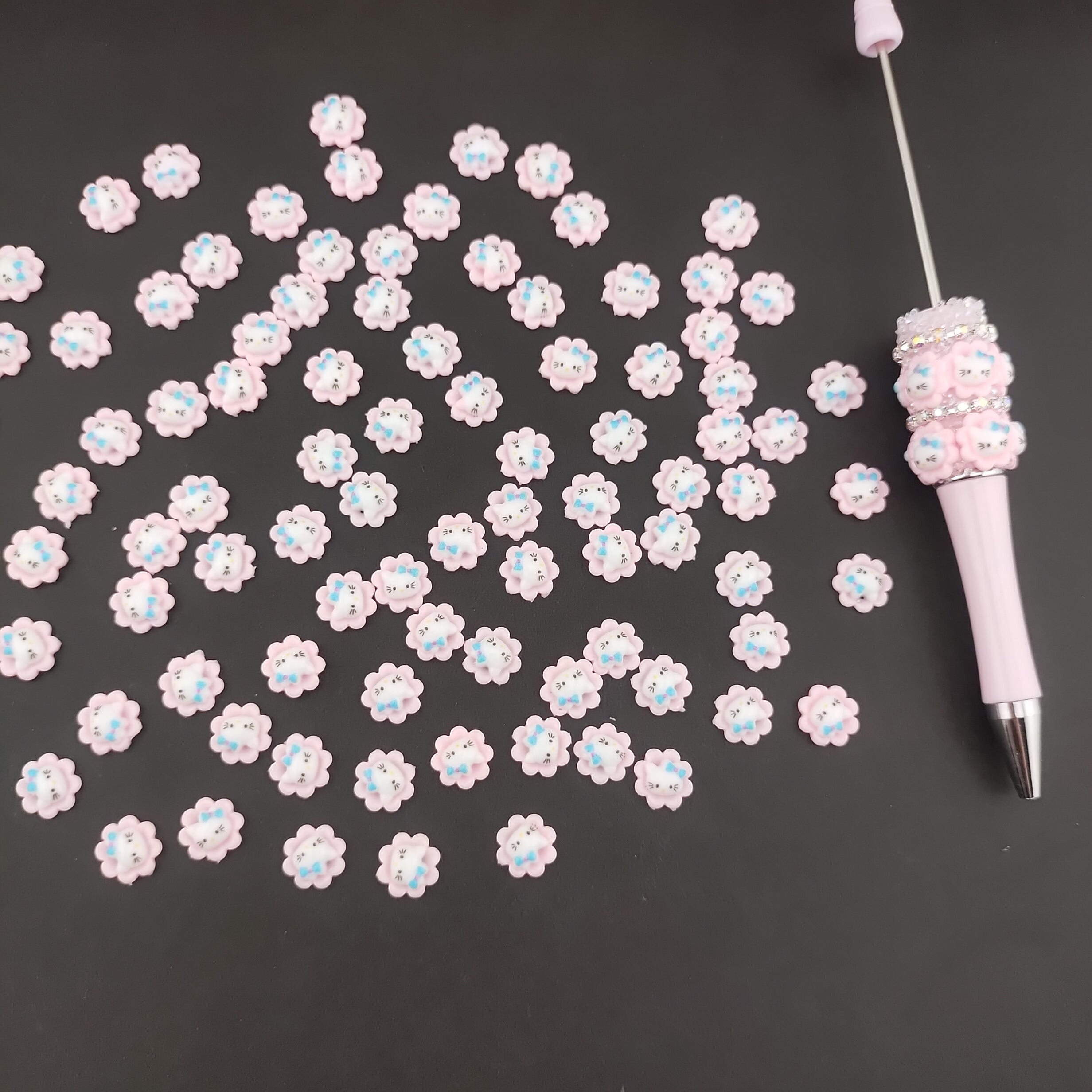 10MM Pink Flower HK Resin Nail Charms For Making Fancy Pen Or Fancy Pen Or Fancy Beads