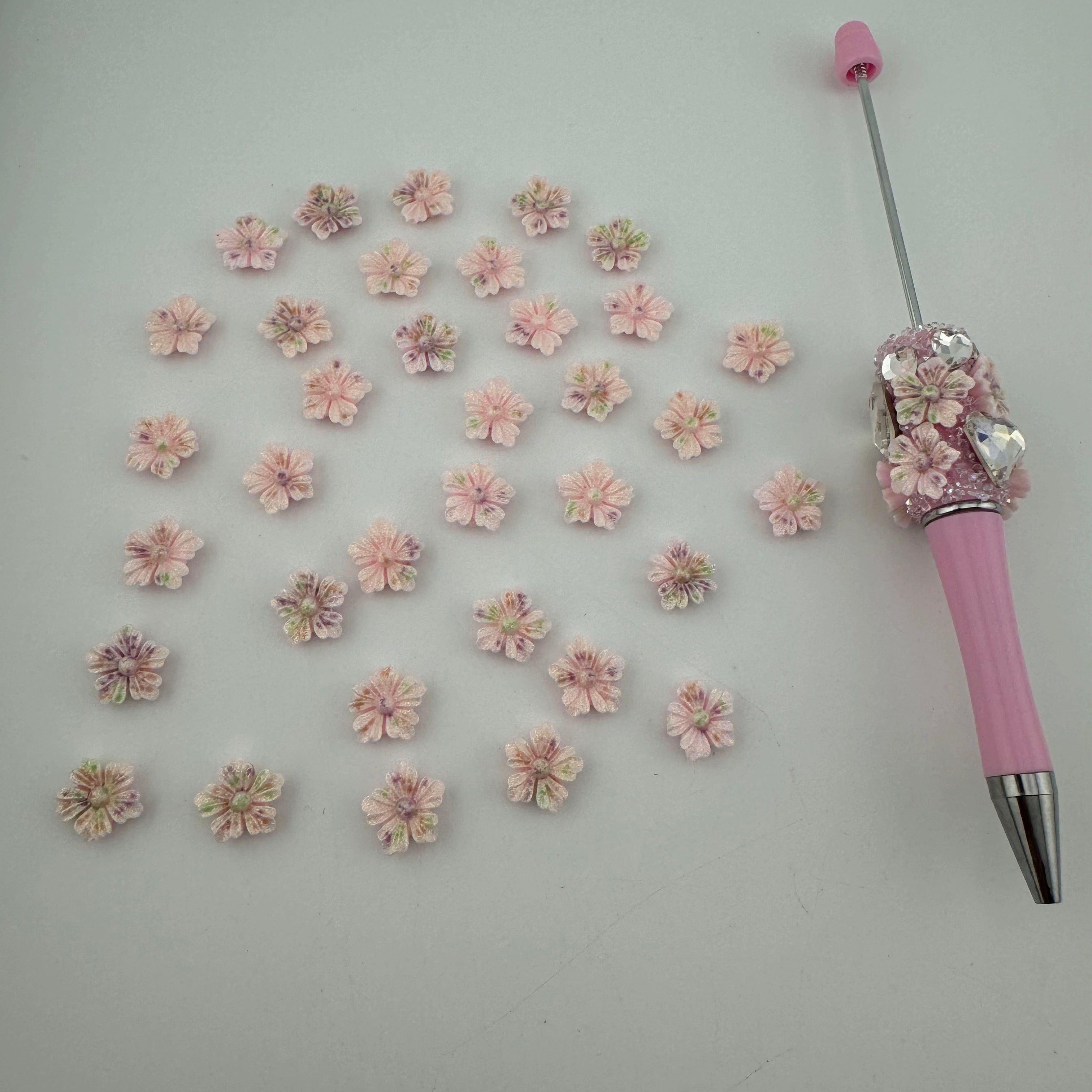 12MM Pink&Green Glowing Glitter Cherry Blossoms Resin Accessories