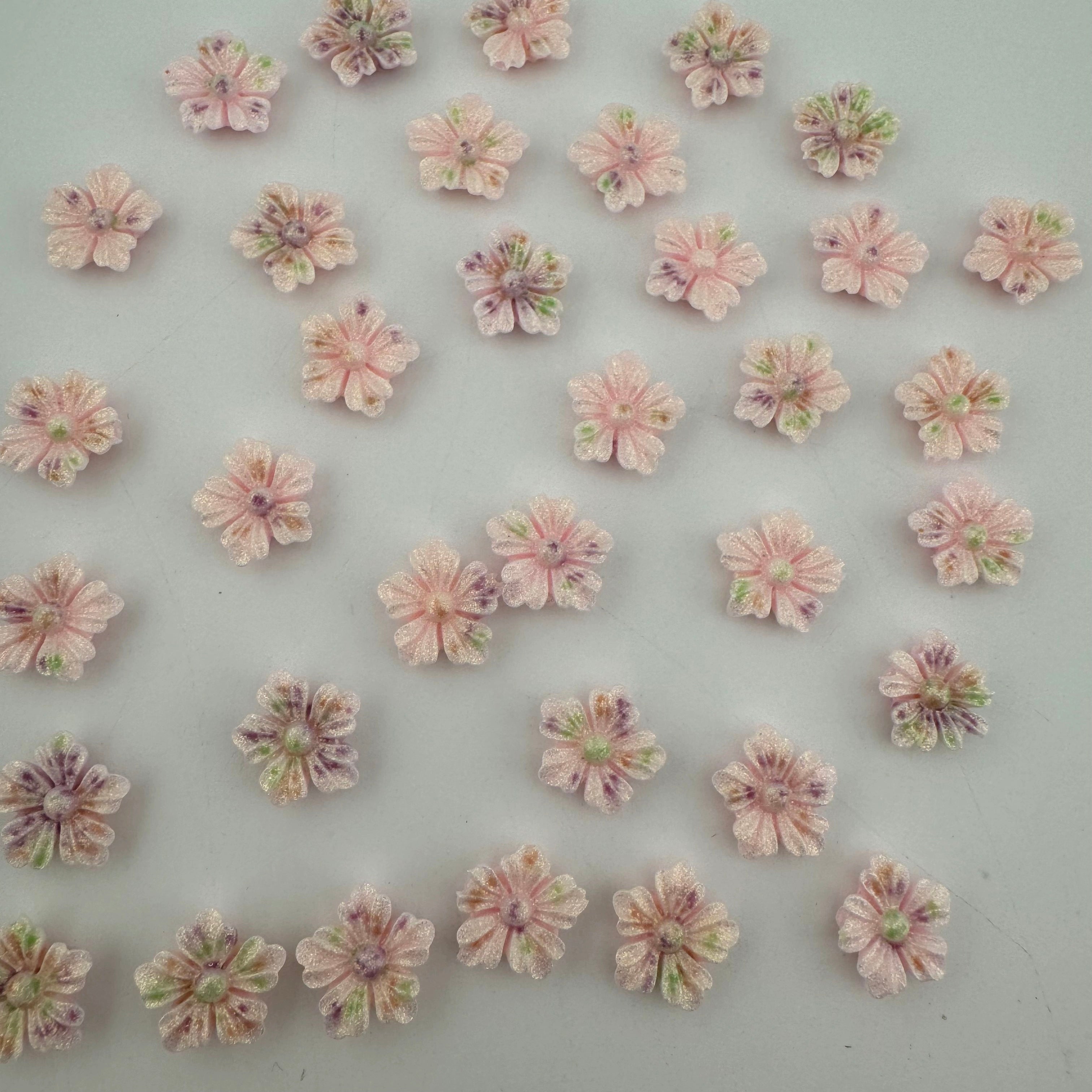 12MM Pink&Green Glowing Glitter Cherry Blossoms Resin Accessories