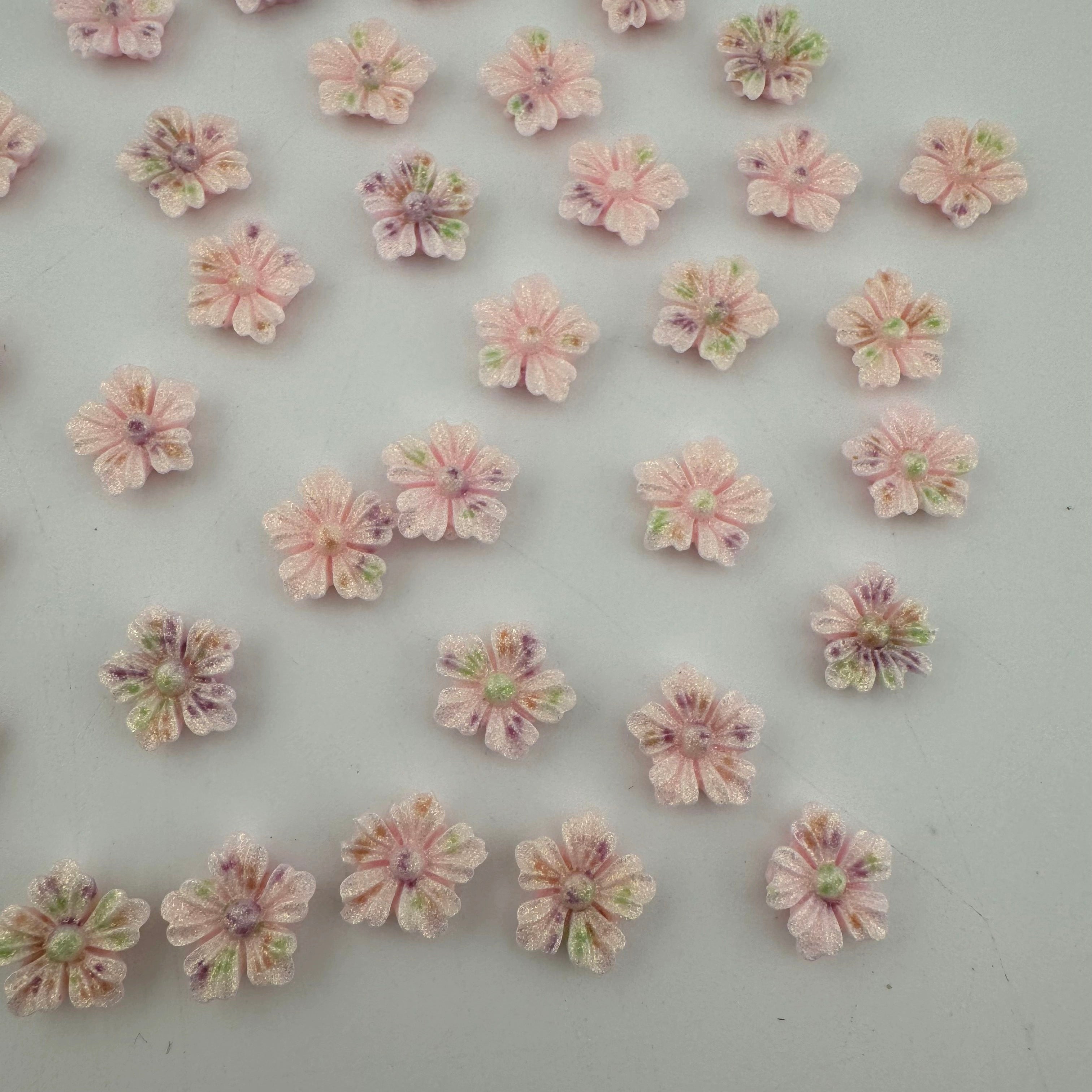 12MM Pink&Green Glowing Glitter Cherry Blossoms Resin Accessories