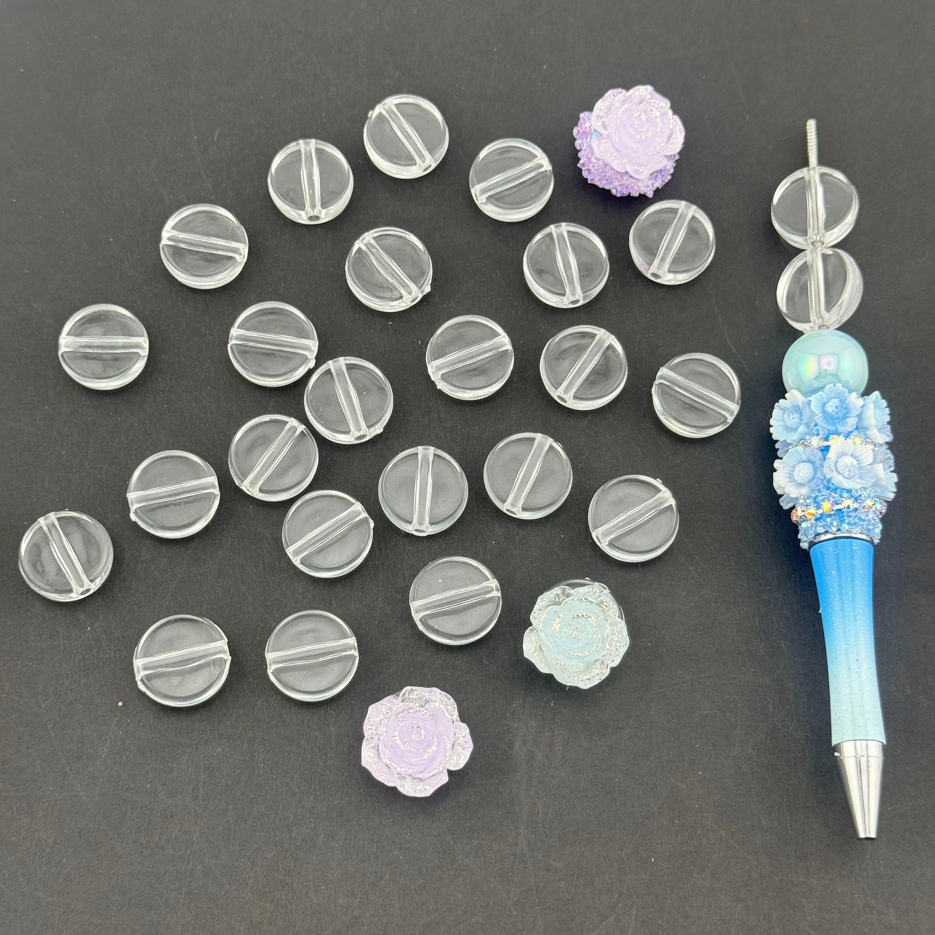 17MM Clear Round Plate Base Beads 6mm Thickness Fit For Beadable Pens