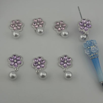 FS1516- 23*45mm  Flower Alloy Patch With Pearl Charms  For Making Fancy Beads