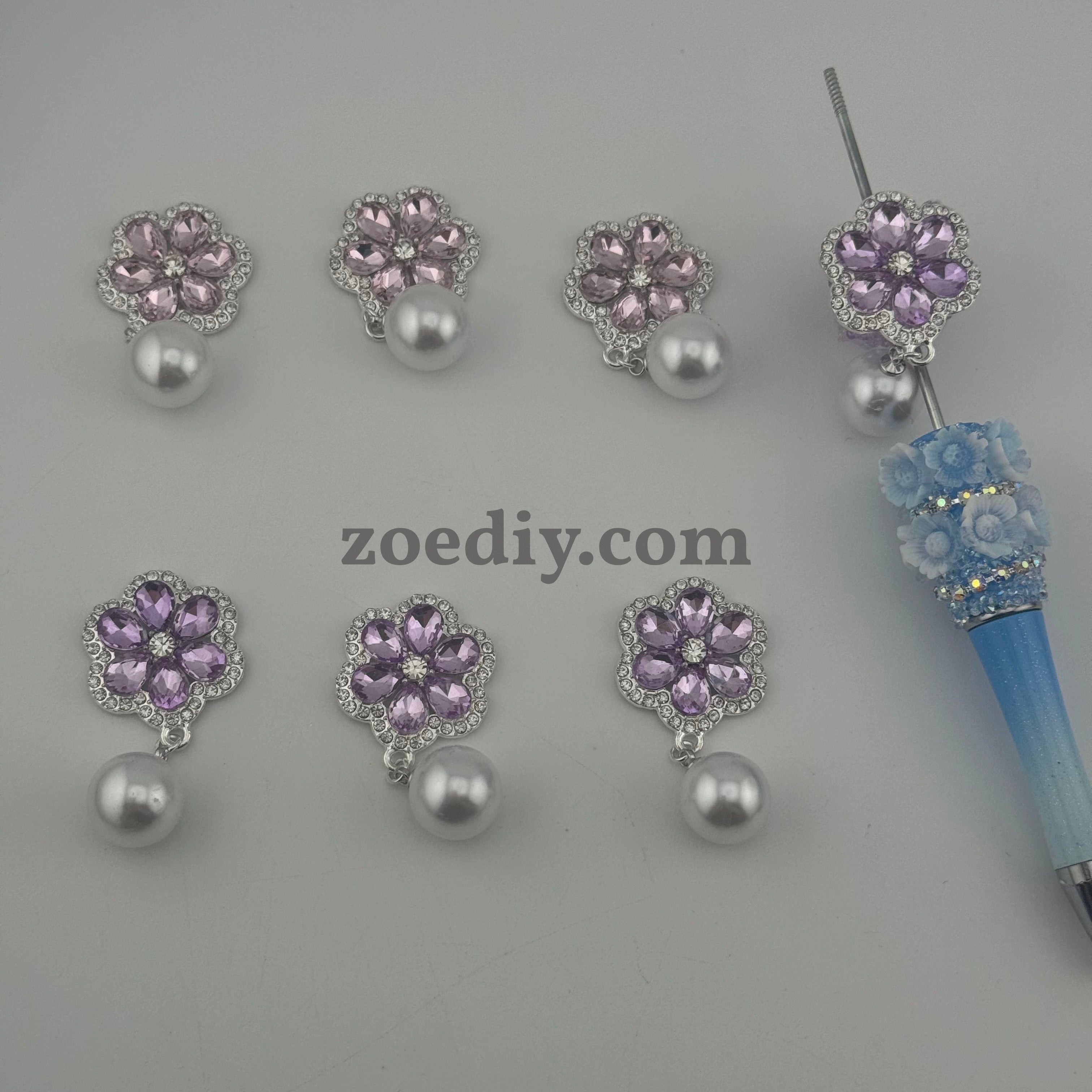 fFS1516- 23*45mm  Flower Alloy Patch With Pearl Charms  For Making Fancy Beads