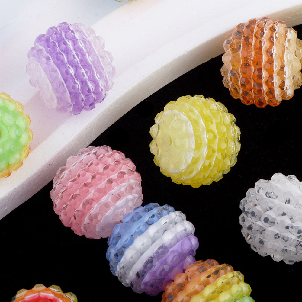 Mixed Color Striped Rainbow  Resin Beads Fit For Beadable Pens