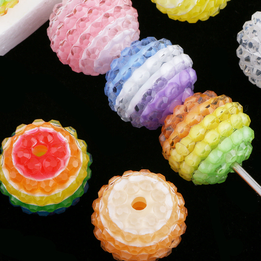 Mixed Color Striped Rainbow  Resin Beads Fit For Beadable Pens