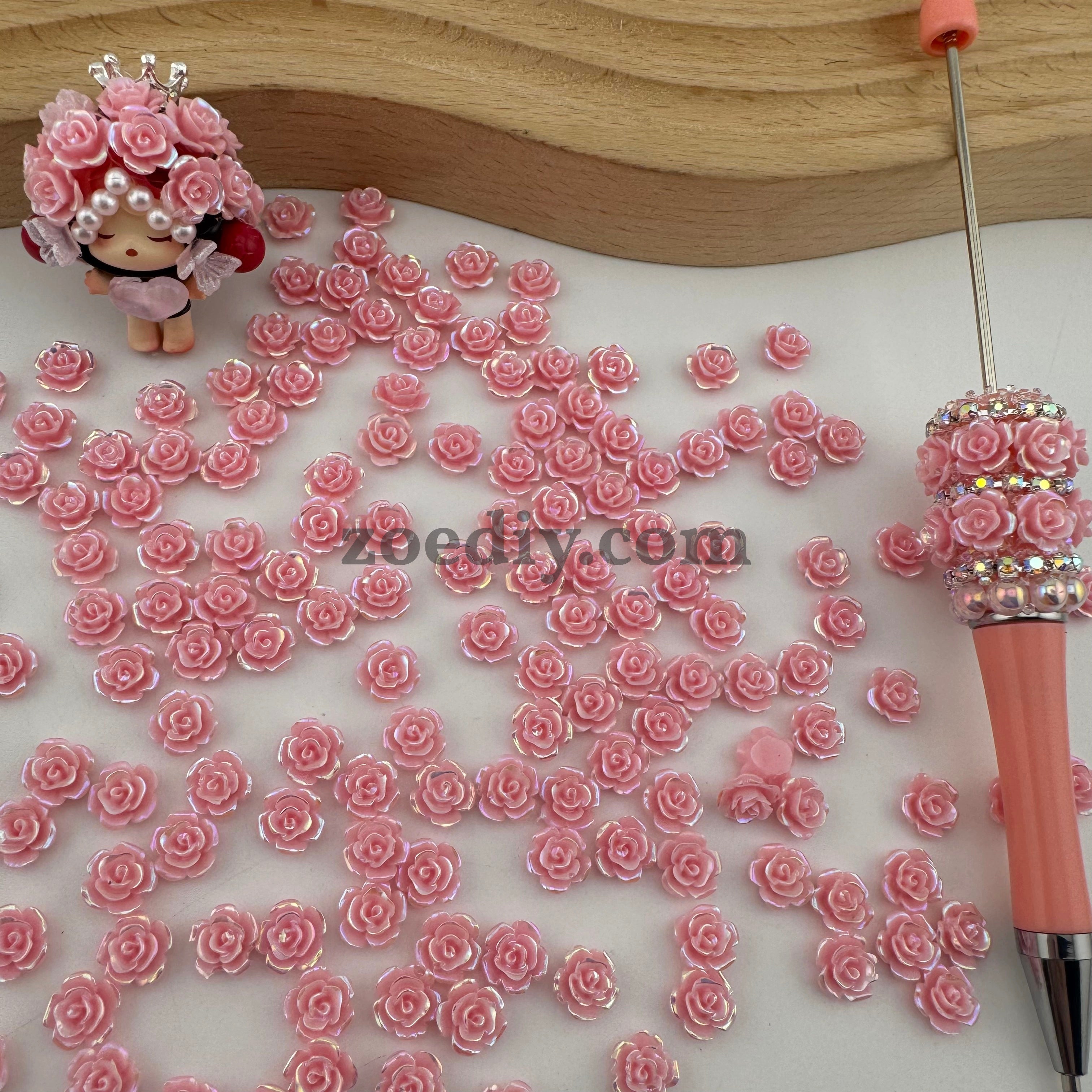 FS1517- 8MM Peach Color Rose Nail Charms For Making Fancy Pen Or Fancy Beads