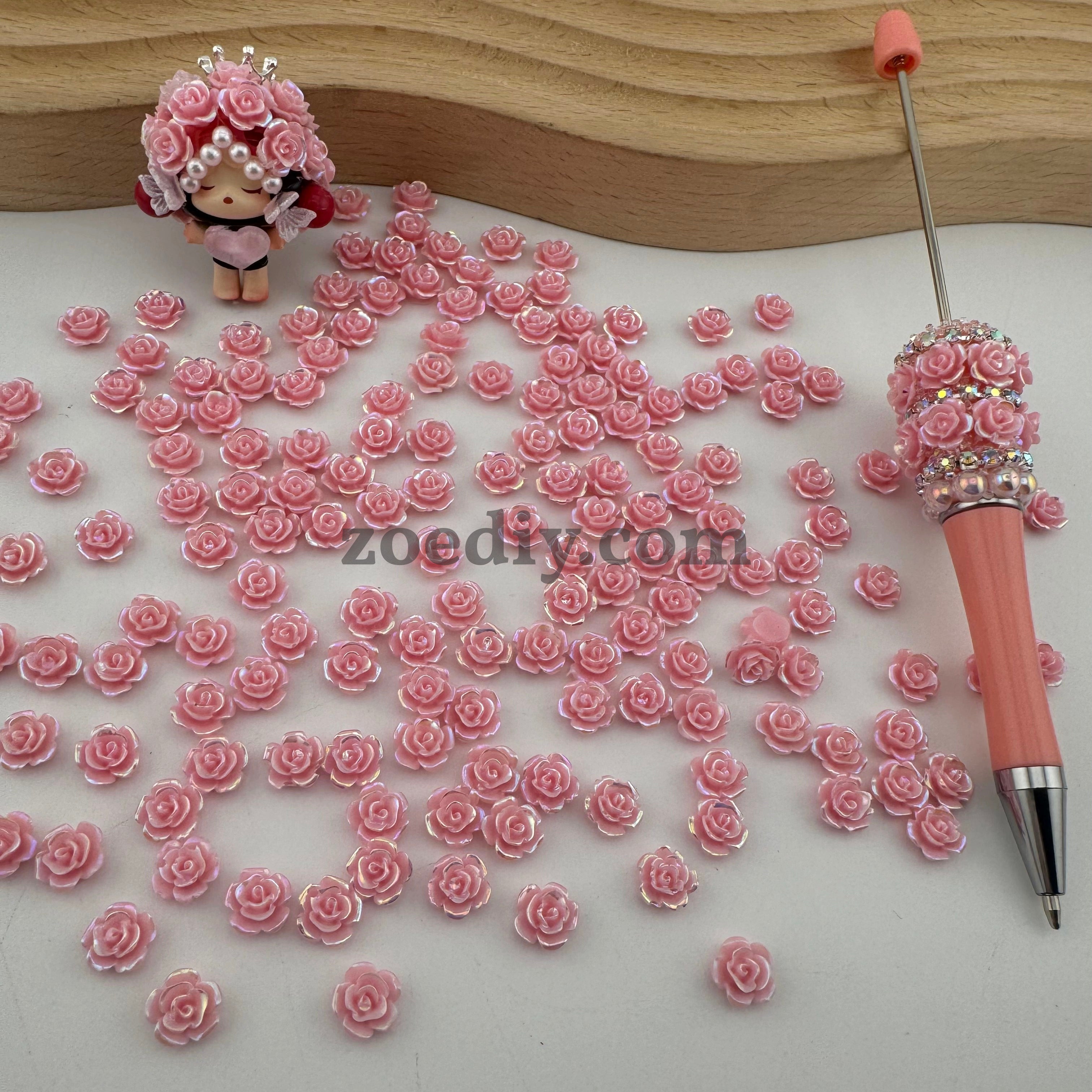 FS1517- 8MM Peach Color Rose Nail Charms For Making Fancy Pen Or Fancy Beads