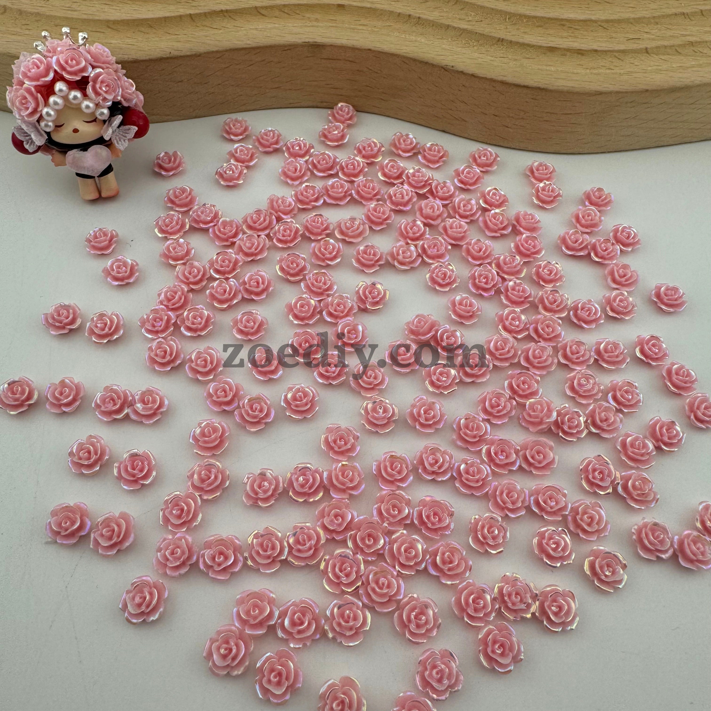 FS1517- 8MM Peach Color Rose Nail Charms For Making Fancy Pen Or Fancy Beads