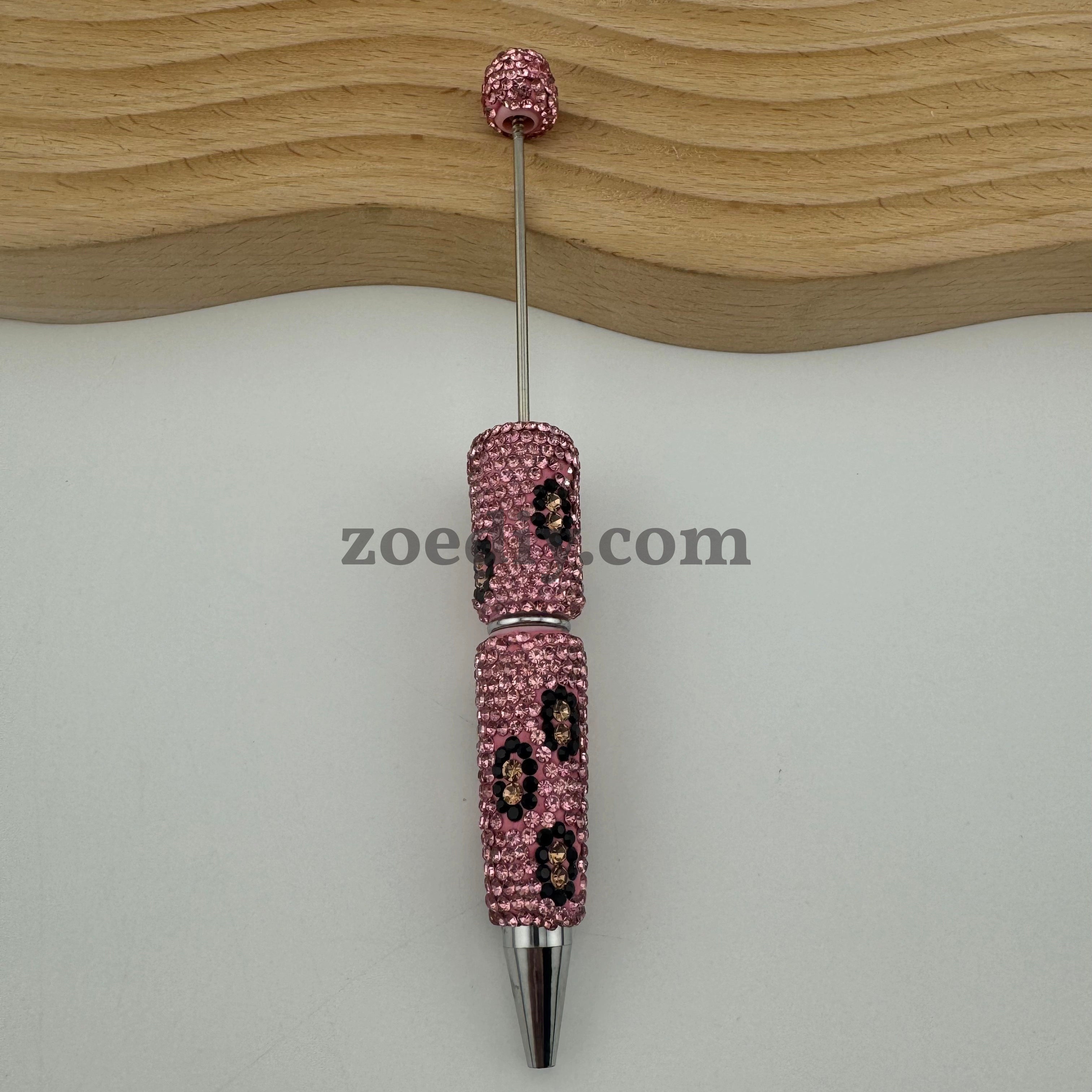 Leopard Print Full Diamonds Sparkling Beadable Pens