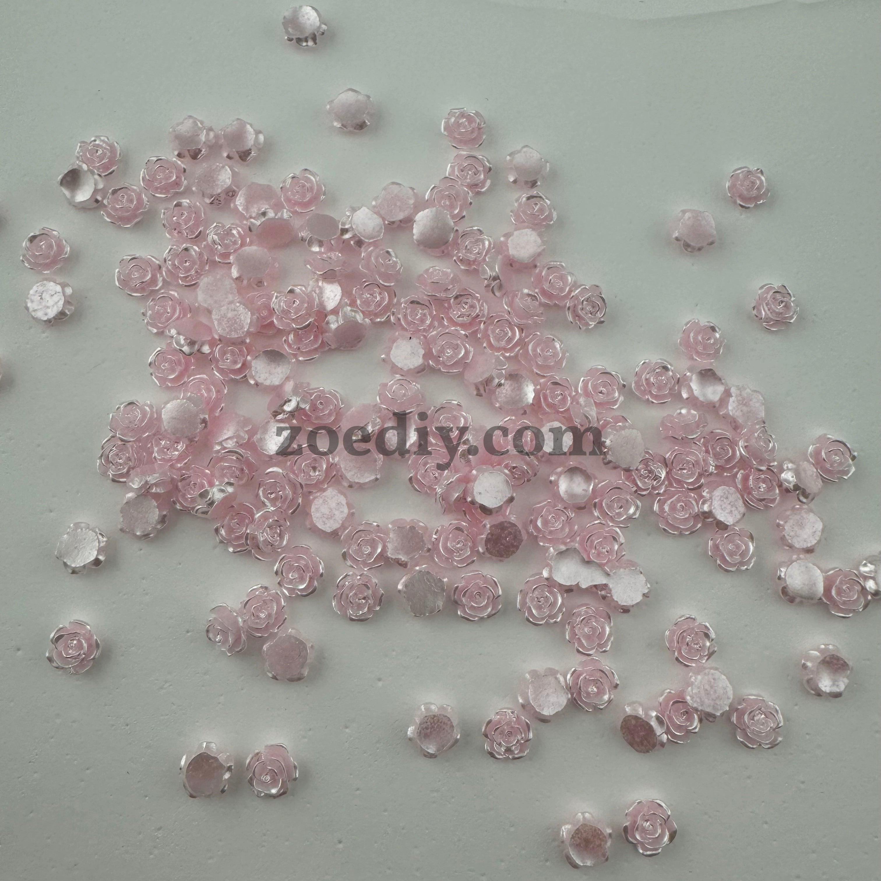 FS1059- 6MM  Mixed Color Pearl Looking  Resin  Rose Flower Nail Charms For making Fancy Pen Or Fancy Bead