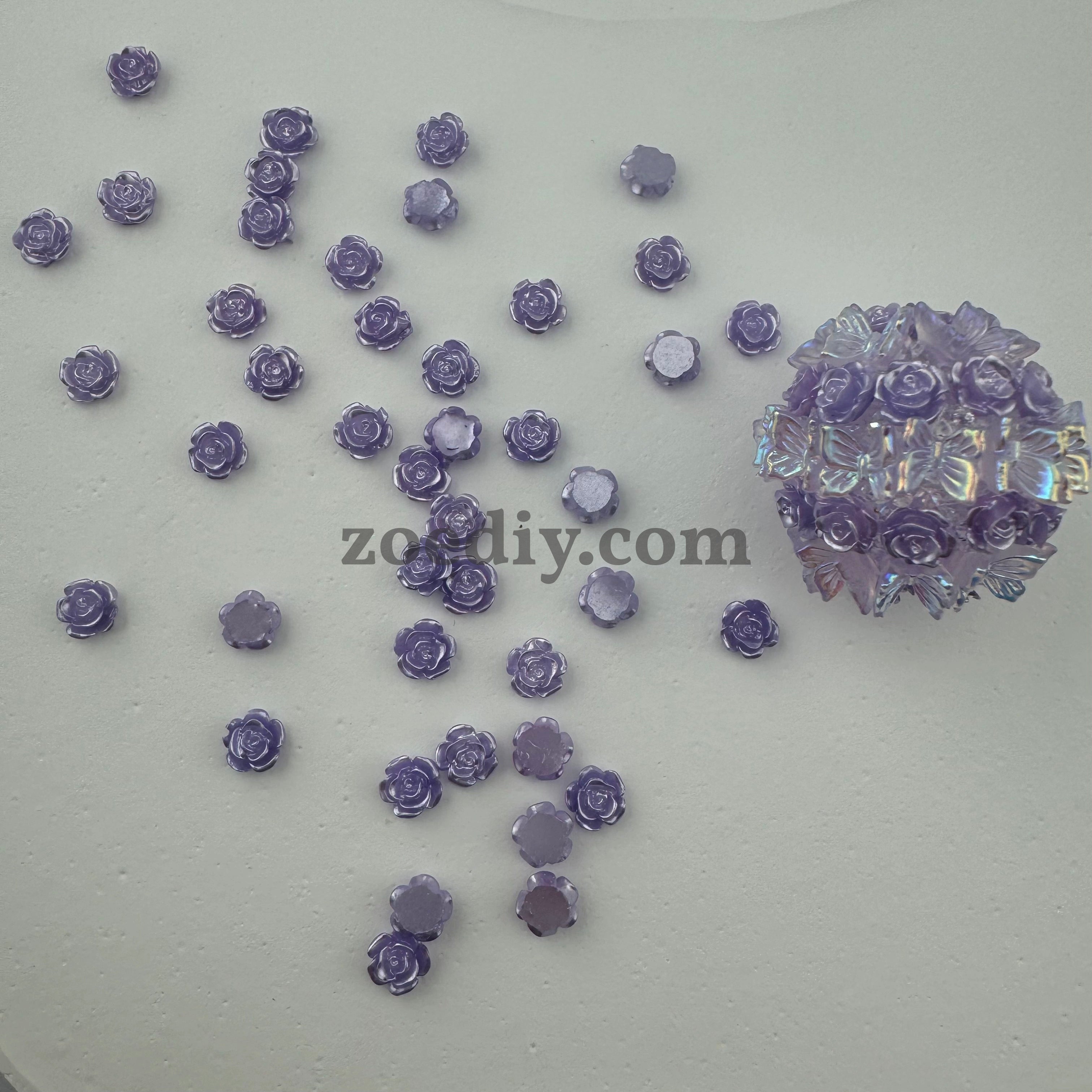 FS1059- 6MM  Mixed Color Pearl Looking  Resin  Rose Flower Nail Charms For making Fancy Pen Or Fancy Bead