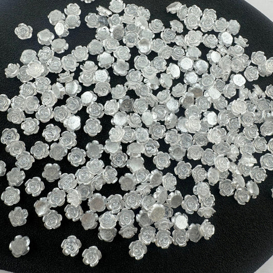 [KM1059]- 6mm Pearl Looking Resin Rose Flower Nail Charms, For making Fancy Pen Or Fancy Bead