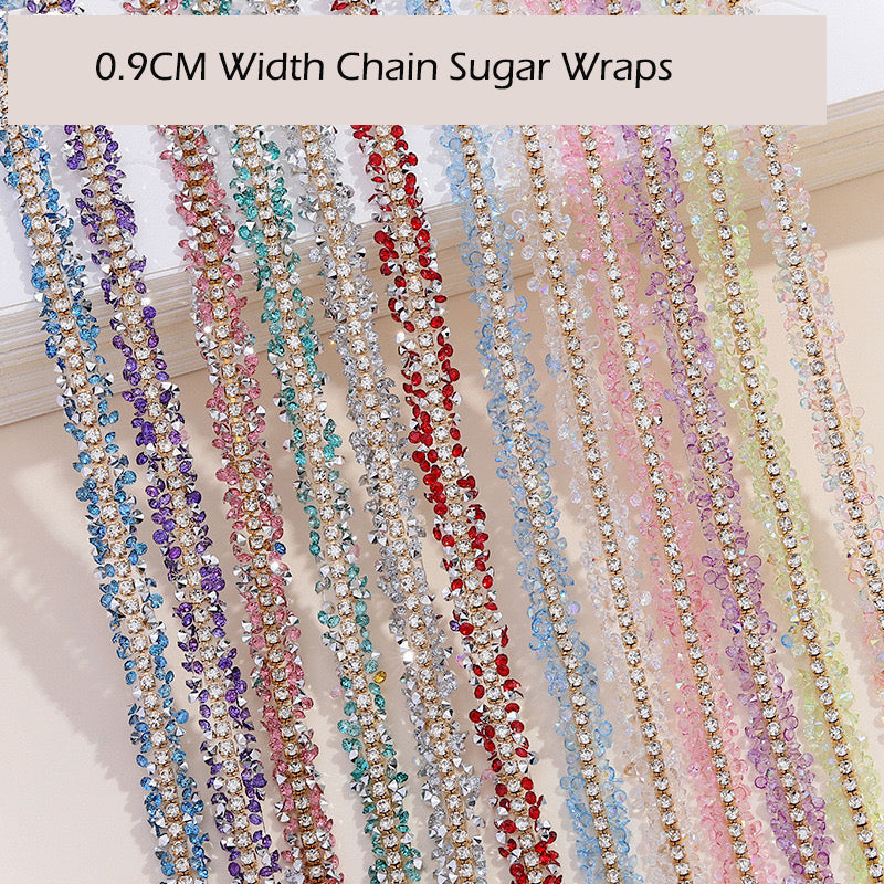 0.9cm Width Sugar Wraps With Gold Chain In Middle For Making Fancy Bead