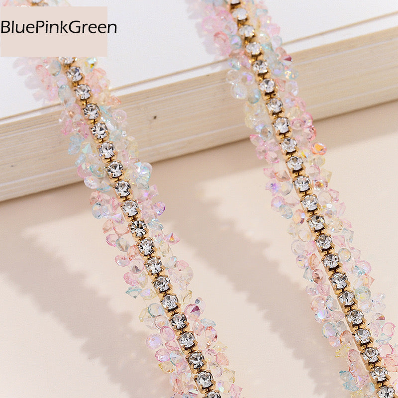 FS1301- 9Mm Chain Diamond Tape Gold Base Chain Diamond Sticker
