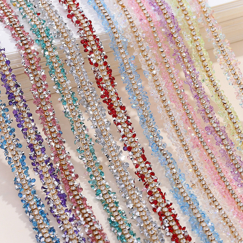 FS1301- 9Mm Chain Diamond Tape Gold Base Chain Diamond Sticker