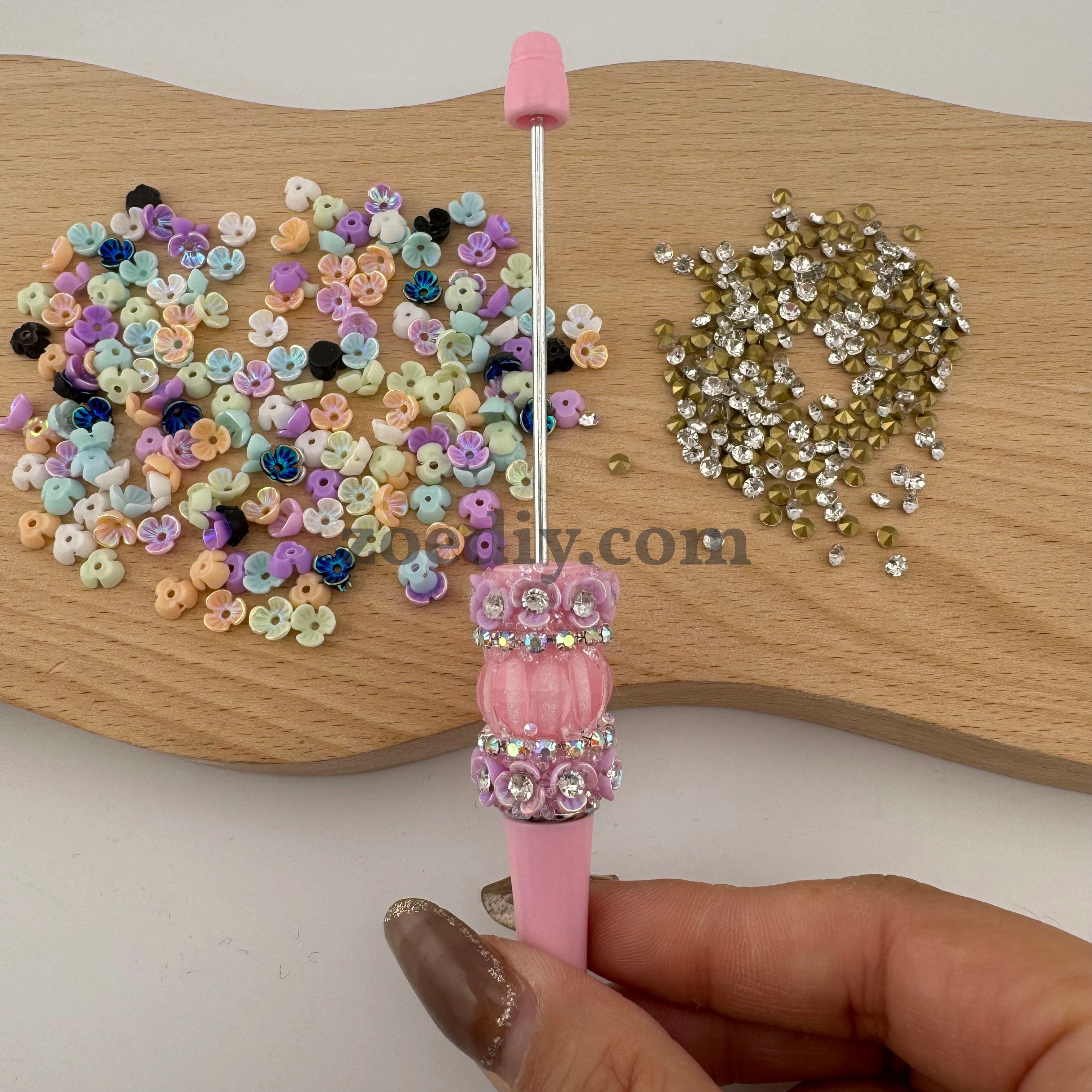 FS1353- 6mm UV Shell Looking Three-petal Flower Resin Nail Charms For Making Fancy Bead Or Fancy Pen