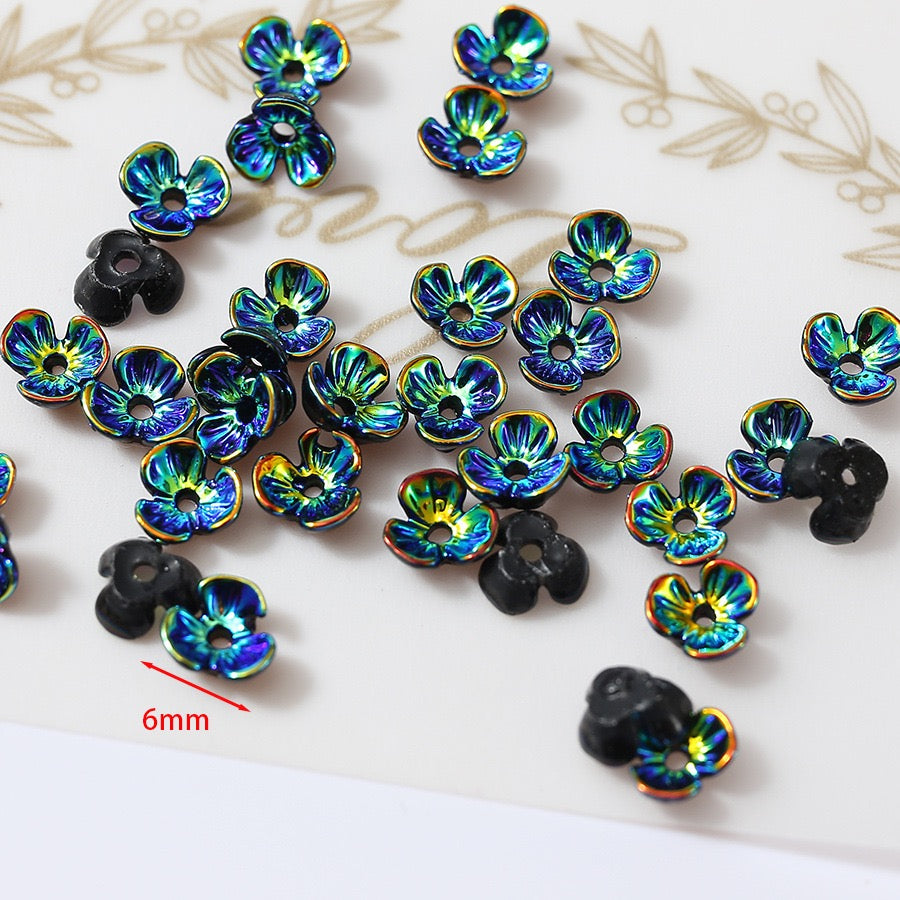 6mm UV Shell Looking Three-petal Flower Resin Nail Charms For Making Fancy Bead Or Fancy Pen