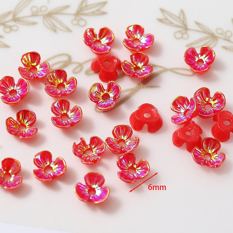 6mm UV Shell Looking Three-petal Flower Resin Nail Charms For Making Fancy Bead Or Fancy Pen