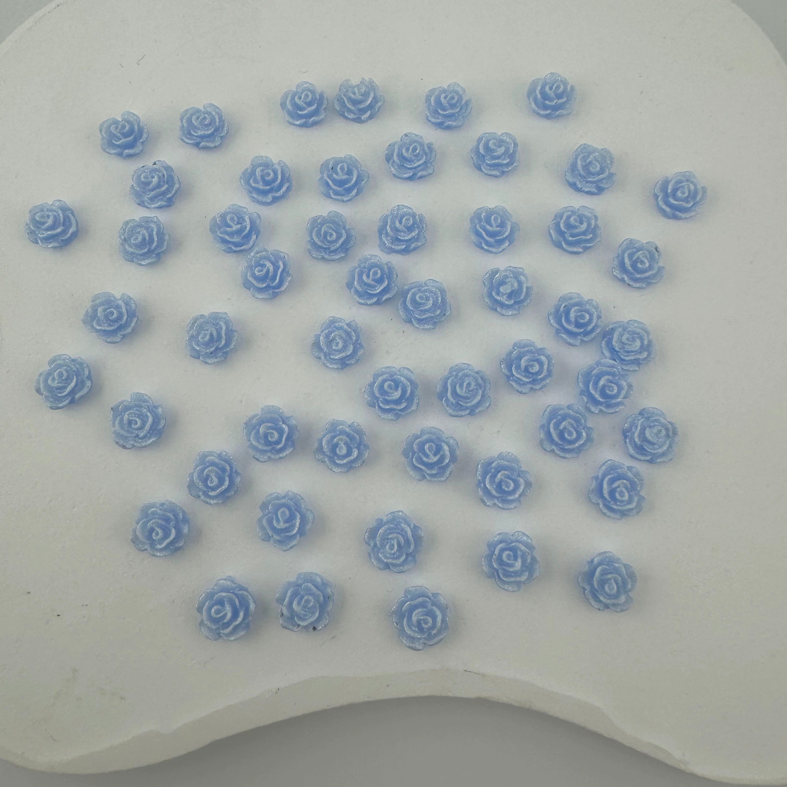 8MM Glowing Ocean Blue Rose Resin Nail Charms For Making Fancy Pens Or Fancy Beads