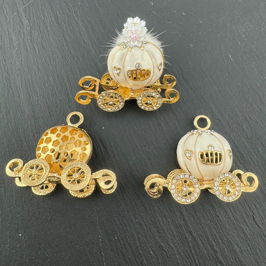 FS1426-4.8*5.1mm Pumpkin Cart Alloy Charms, Alloy Cinderella Pumpkin Cart