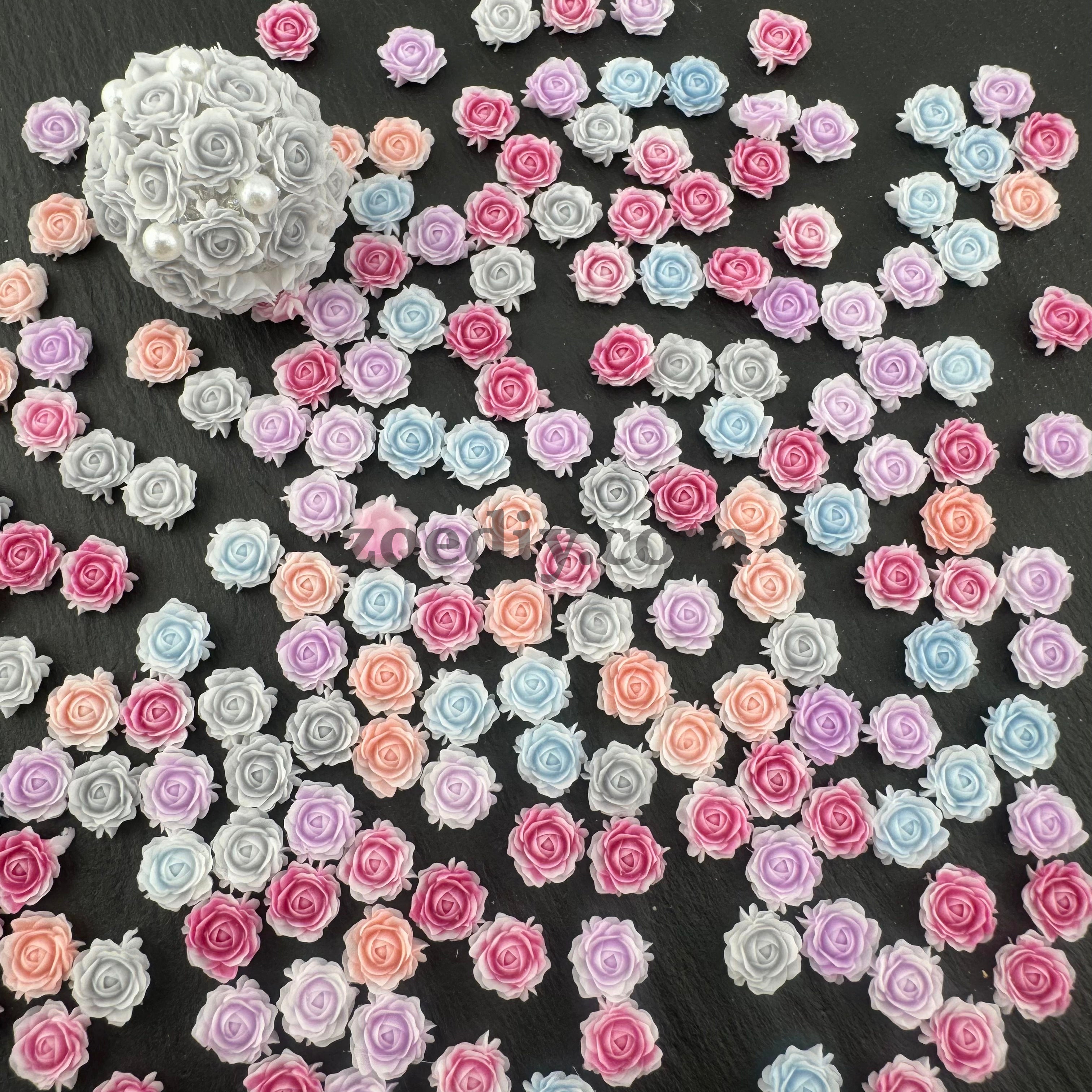 FS1060- 8MM Mixed Color Glowing  Rose Resin Flower Nail Charms For Making Fancy Bead