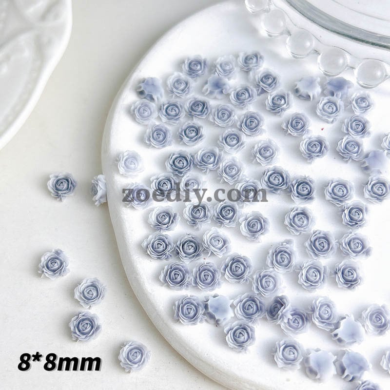 FS1060- 8MM Mixed Color Glowing  Rose Resin Flower Nail Charms For Making Fancy Bead