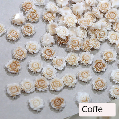 FS1060- 8MM Mixed Color Glowing  Rose Resin Flower Nail Charms For Making Fancy Bead