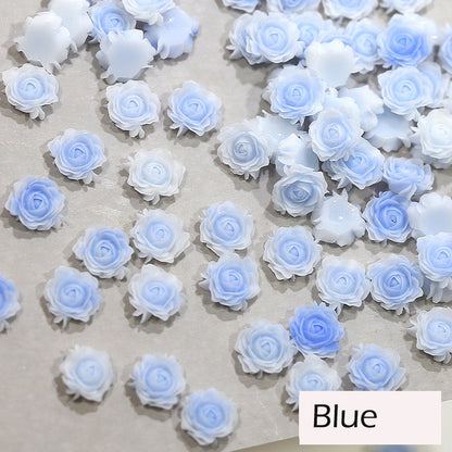 FS1060- 8MM Mixed Color Glowing  Rose Resin Flower Nail Charms For Making Fancy Bead