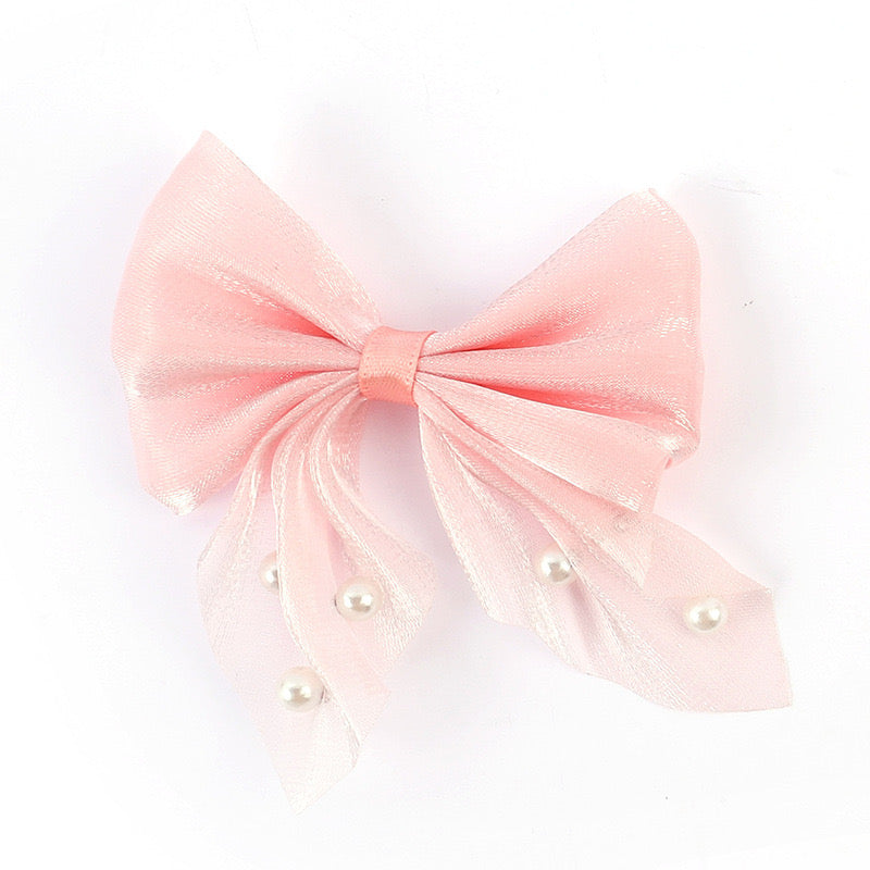 FS1479-Fabric Bow With Pearls For Making Fancy Bead