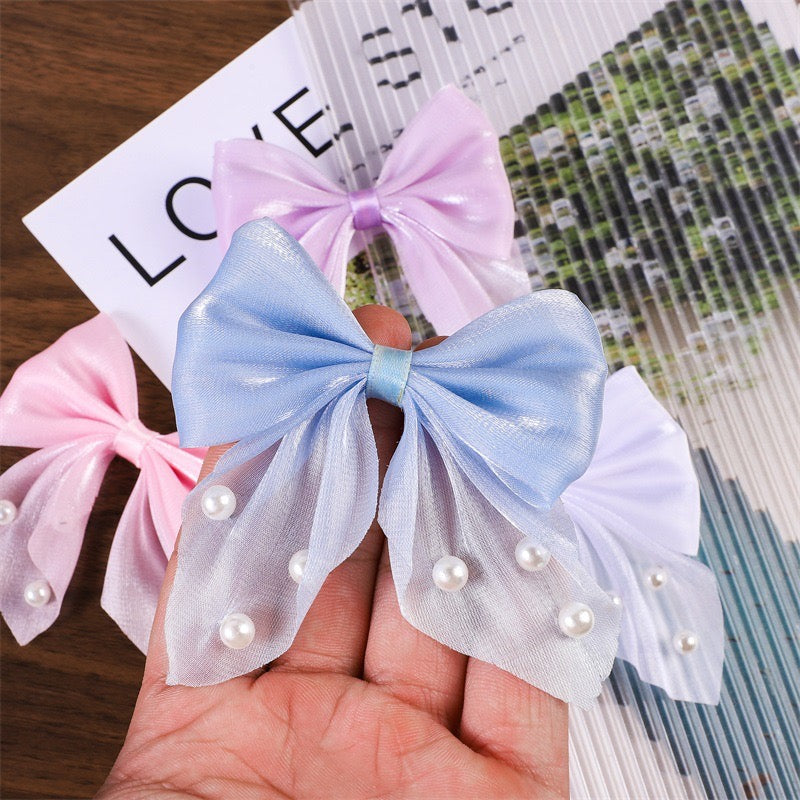 FS1479-Fabric Bow With Pearls For Making Fancy Bead