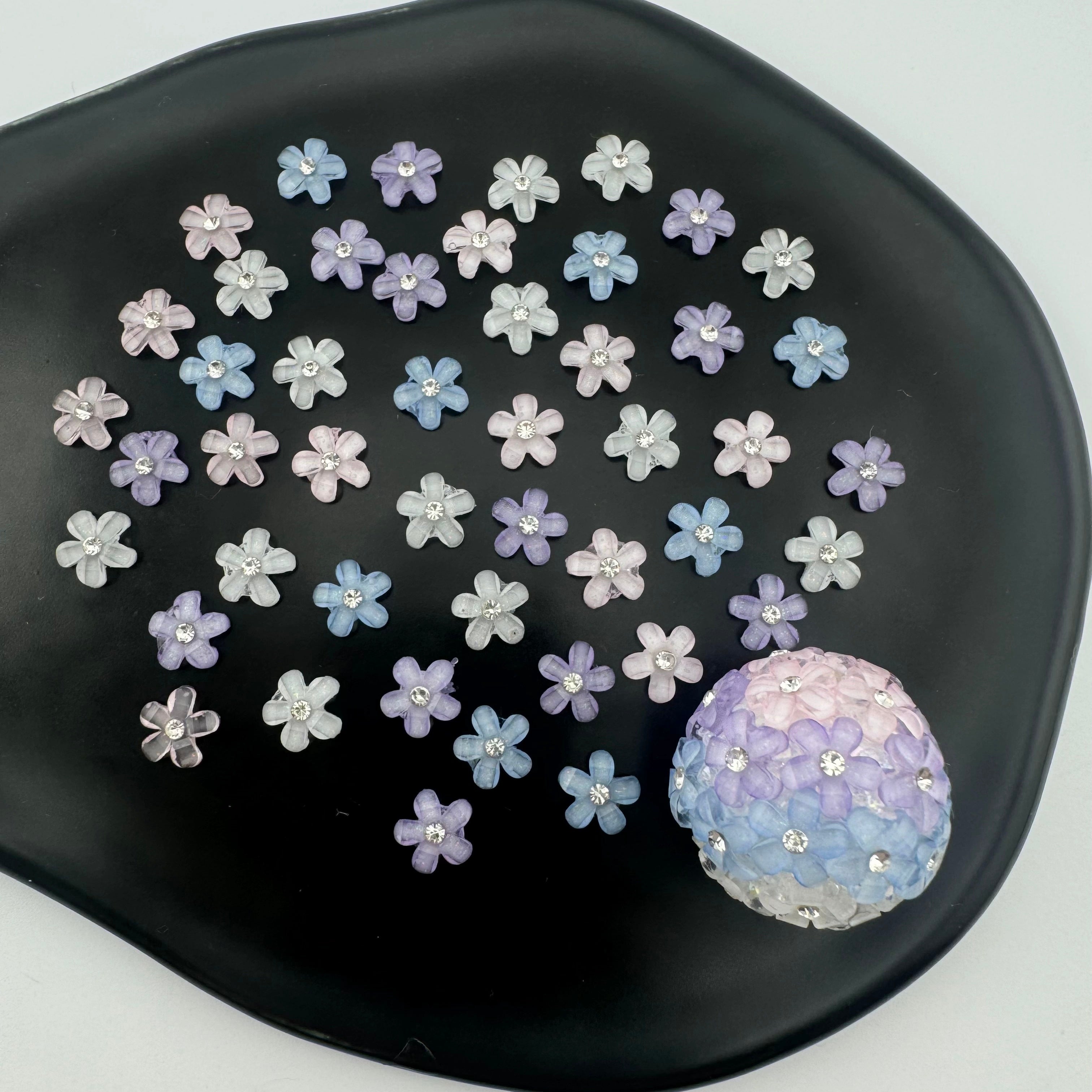 FS1480-8MM Size Mixed Color Flower Nail Resin Charms For Making Fancy Pen Or Fancy Bead