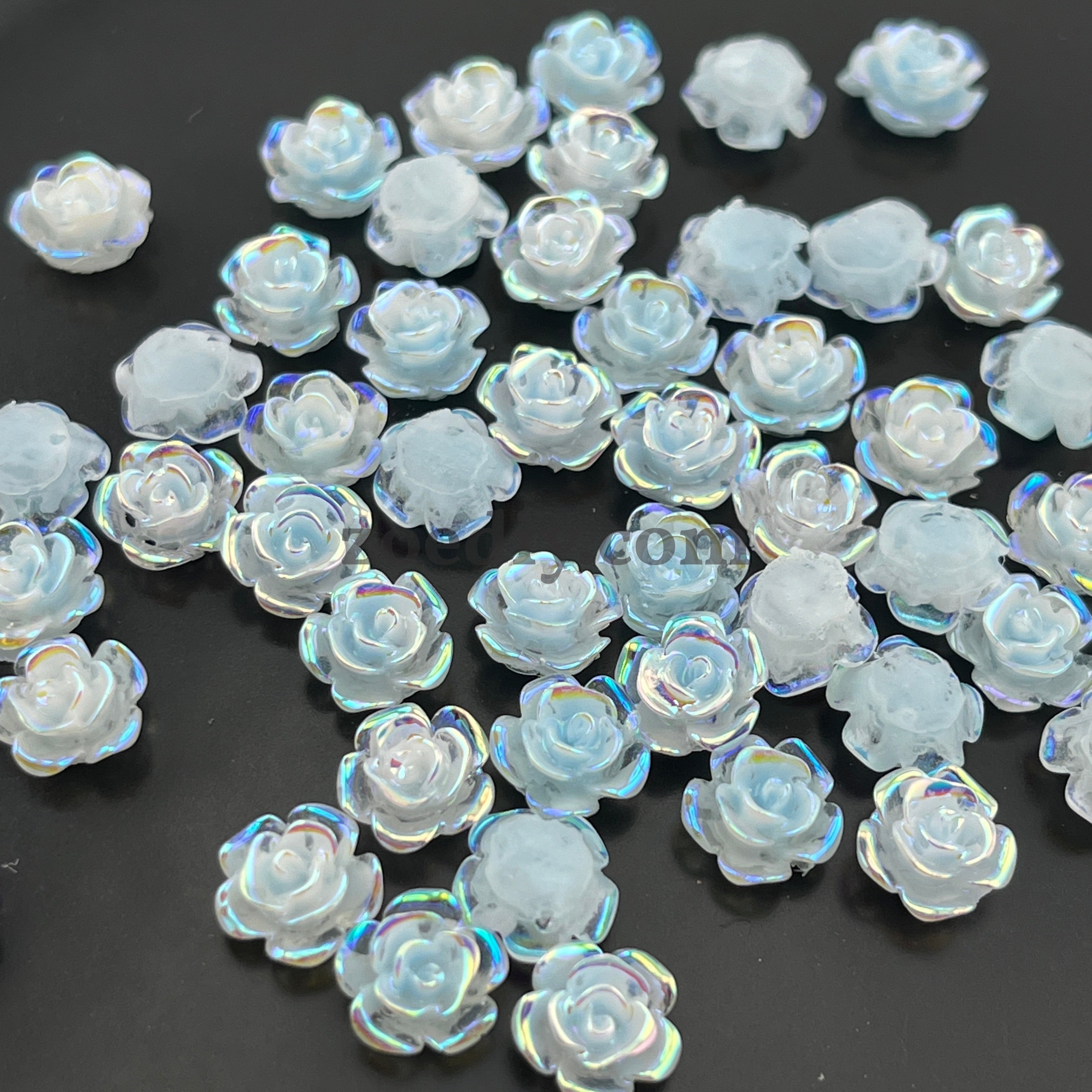 FS1505-8MM UV Glowing Rose Flower Nail Resin Charms For Making Fancy Pen Or Fancy Beads