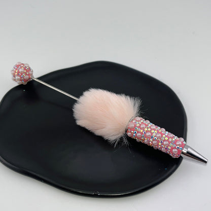 FS1507-Pearl Sparkling Beadable Pen With Flufy
